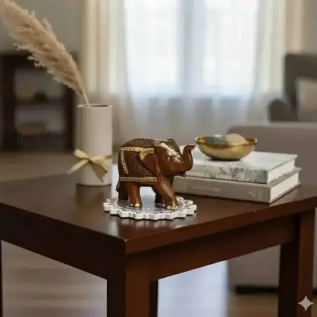 Hand Crafted Elephant with Gold Border