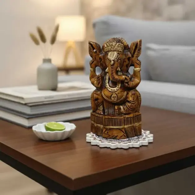 Handcrafted Wooden Ganesh figurine