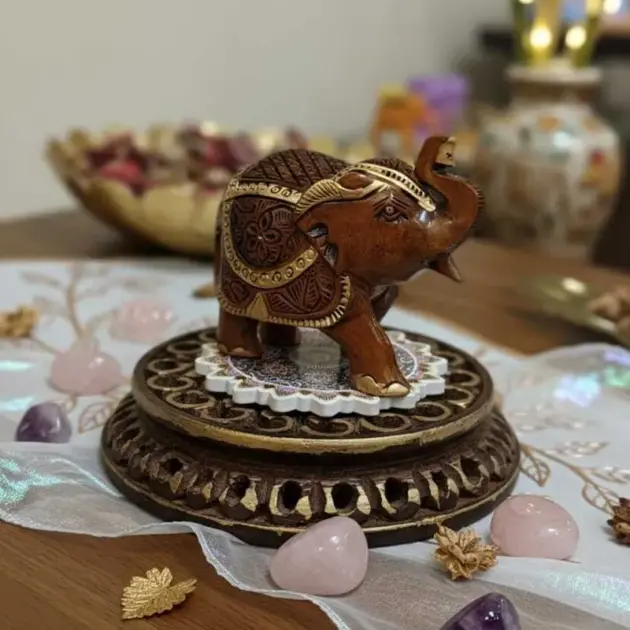 Hand Crafted Elephant with Gold Border