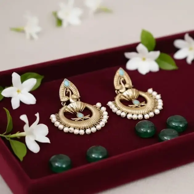 Floral Kundan Chandballi Earings