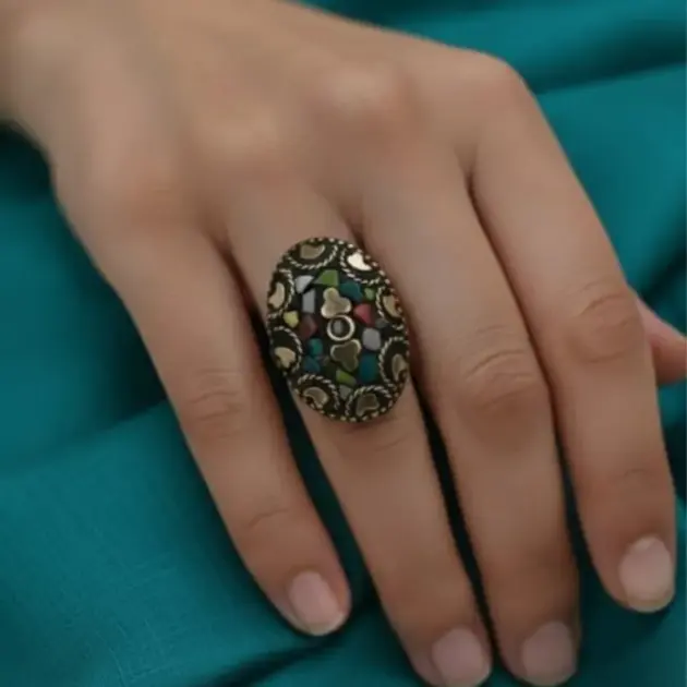 Multi-color Gold Plated Oval-shaped