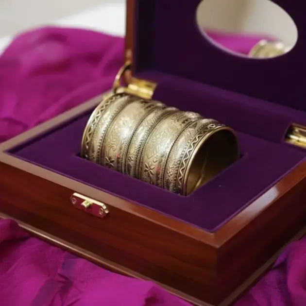 Golden Oxidised Hand Cuff Bracelet