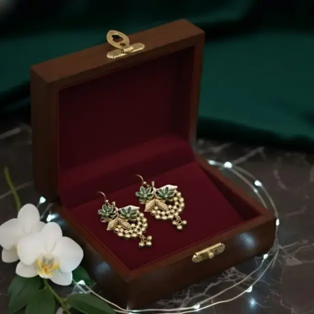 Kundan Meenakari Chandelier Earrings