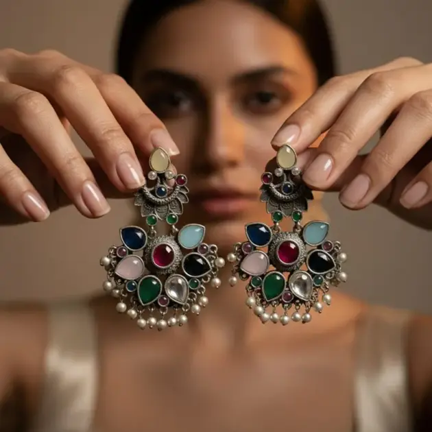 Multi Color Pearls, Stones, Piping Victorian And Danglers/earrings