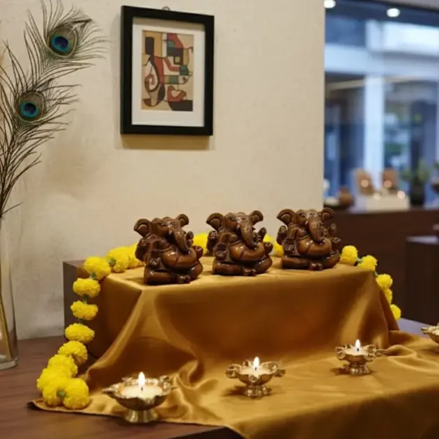 Small Wooden Statue Of Ganesha