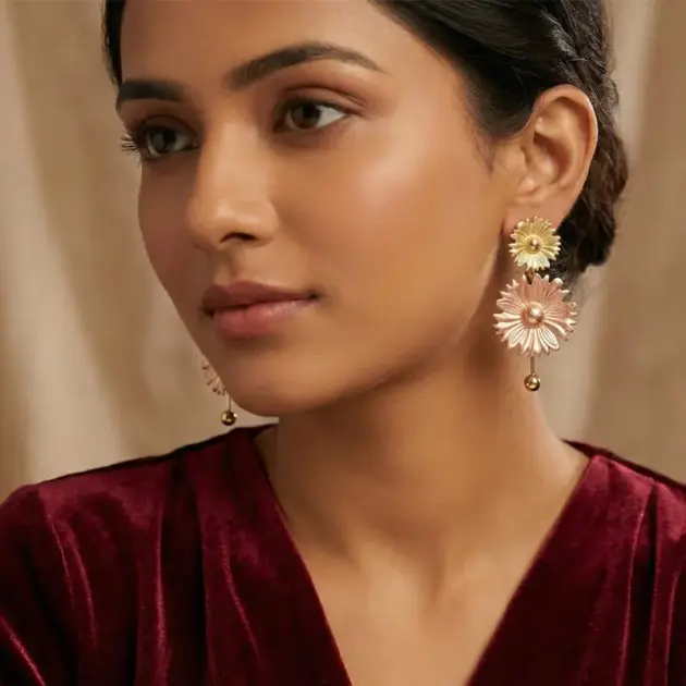 Boho Sunflower Dangle Earrings