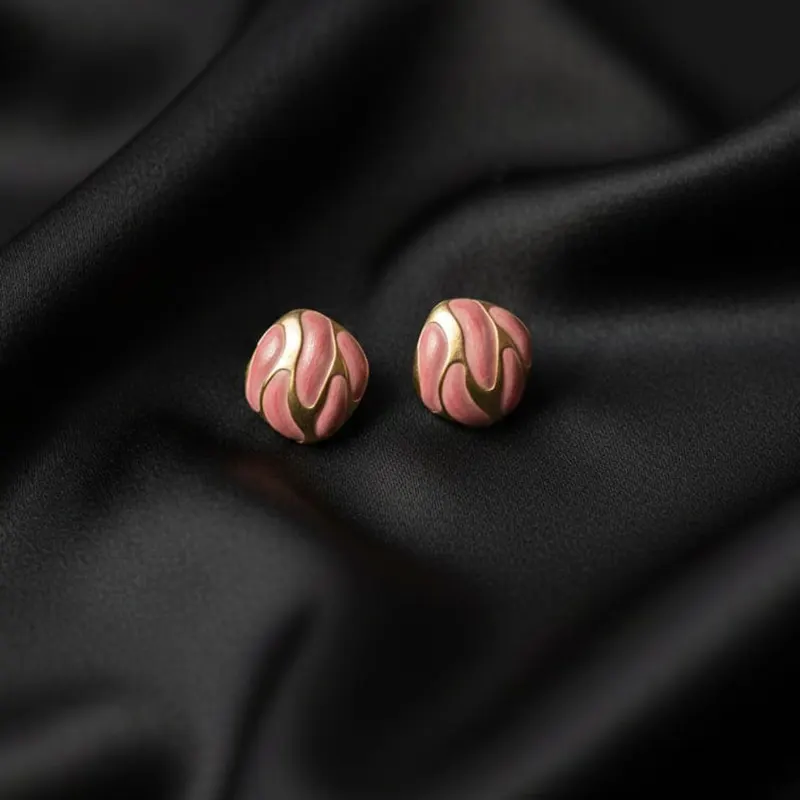 Pink And Gold Half-hoop Earrings