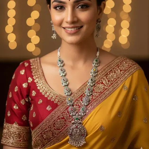 Traditional Temple Jewelery Necklace Set With Matching Earrings